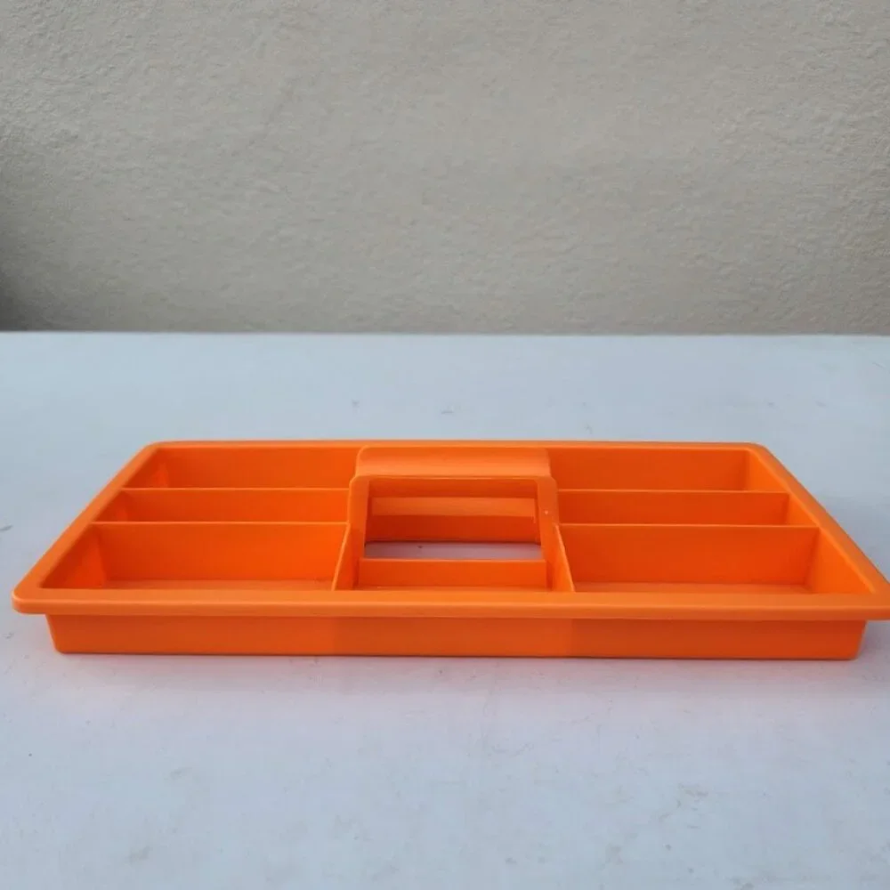 NEW Drawer Organizer Craft Divider with Handle Orange Divided Caddy Arts Crafts